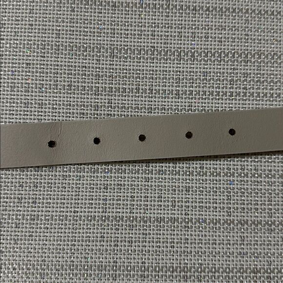 Valentina Ivory Milk Genuine Leather Rayed Brass Tone Buckle Belt